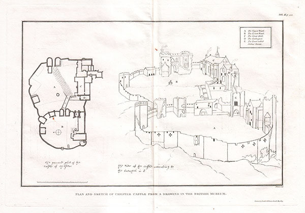 Plan and Sketch of Chester Castle from a drawing in the British Museum
