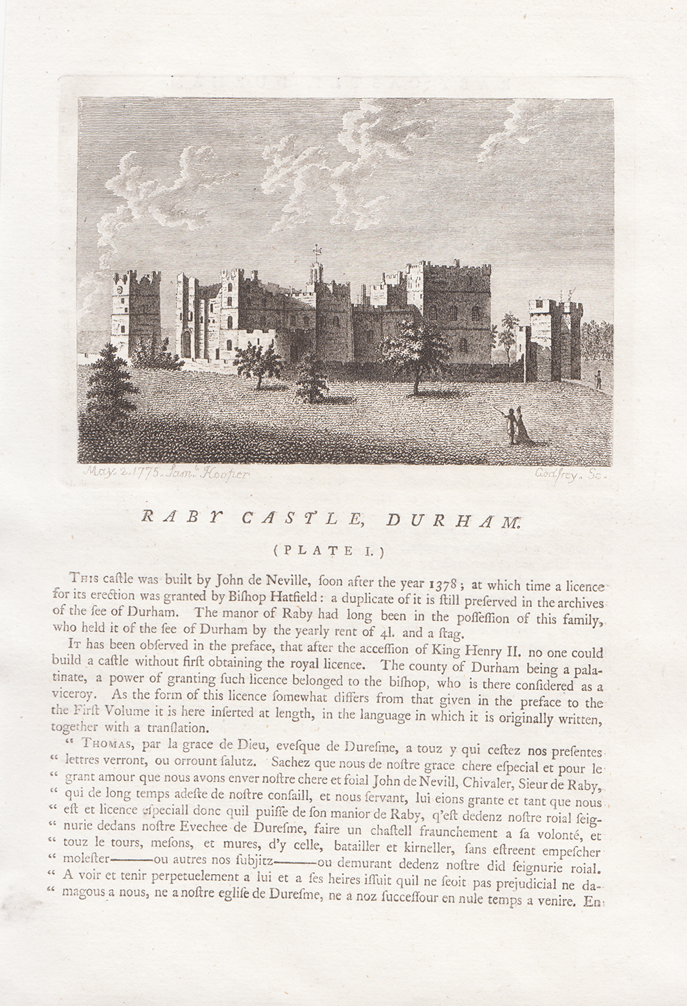 Raby Castle, Durham. (Plate 1)