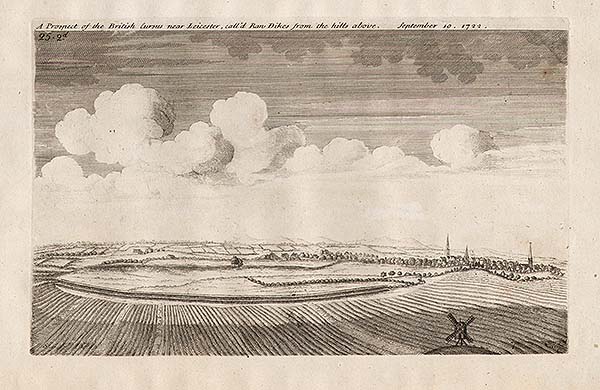 A Prospect of the British Cursus near Leicester call'd Raw Dikes from the hills above September 10 1722