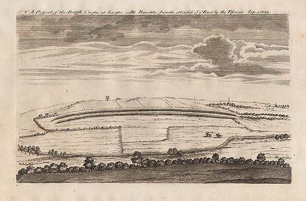 A Prospect of the British Cursus near Leicester call'd Raw Dikes from the other side of ye River by the Foss road  Sept 9 1722