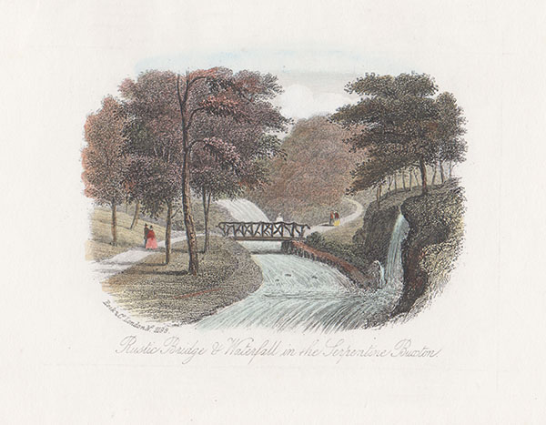 Rustic Bridge and Waterfall in the Serpentine Buxton