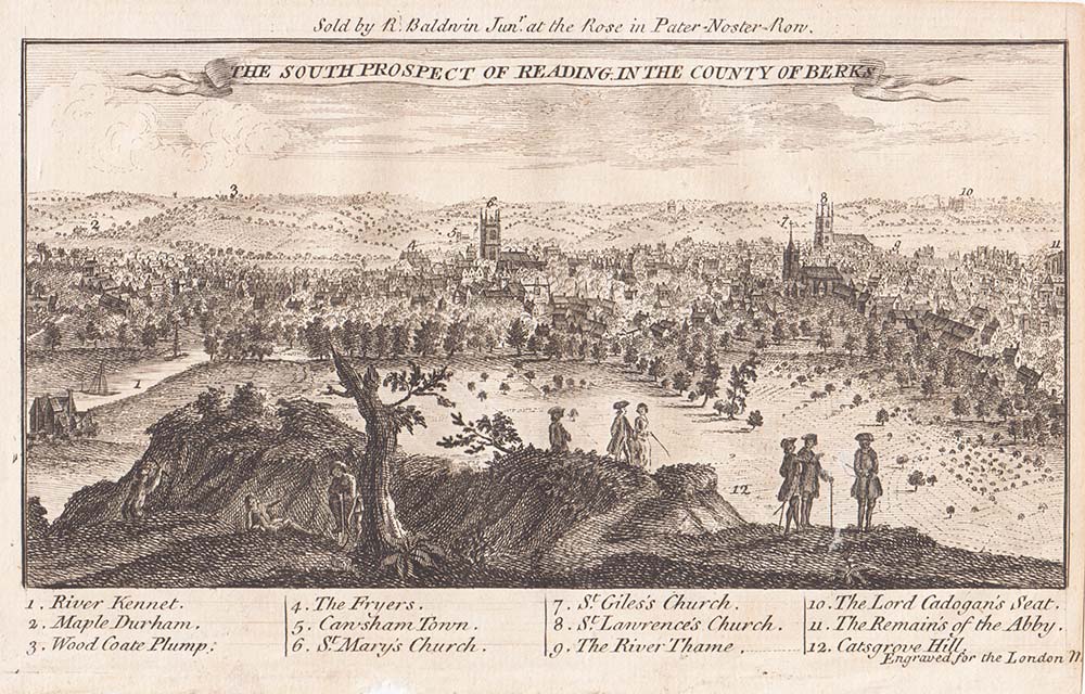 The South Prospect of Reading in the County of Berks.