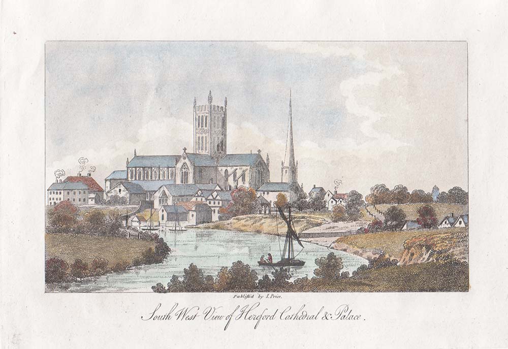 South West View of Hereford Cathedral and Palace.