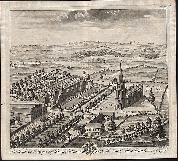 The South West Prospect of Honiley in Warwickshire The Seat of John Saunders Esq 1726 