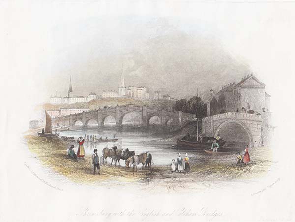 Shrewsbury with the English and Coleham Bridges 