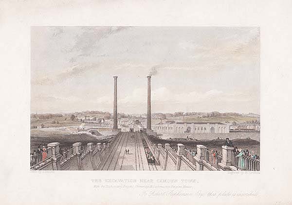 The Excavation near Camden Town. With the Stationary Engine Chimneys & Locomotive Engine House.