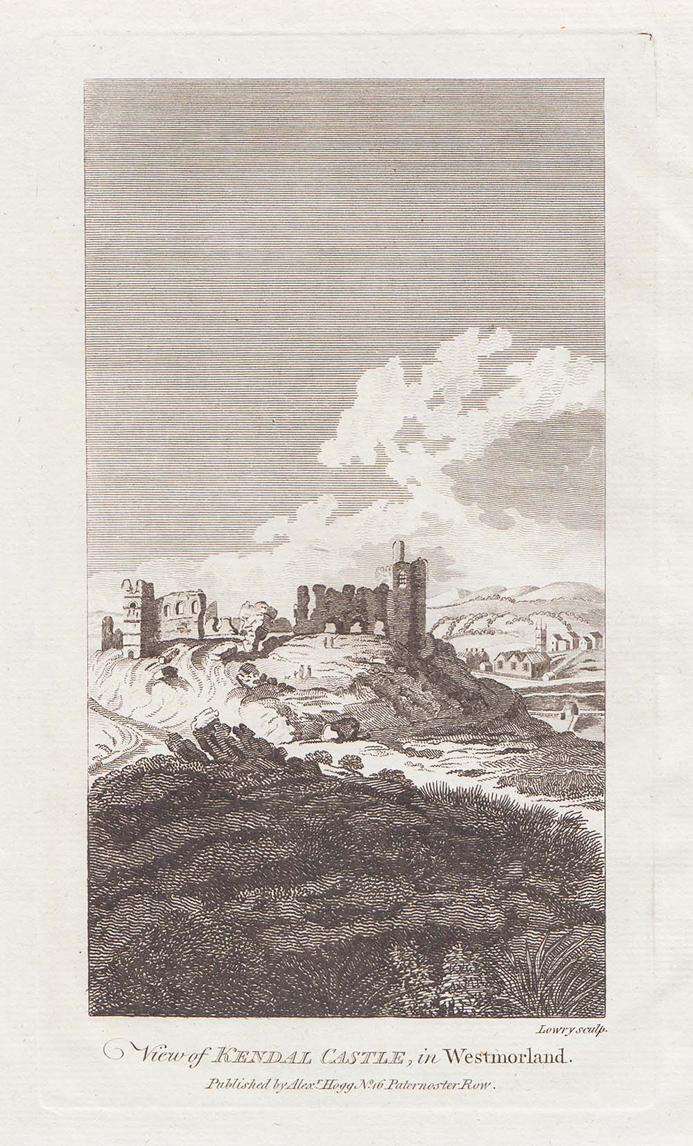 View of Kendal Castle in Westmorland 