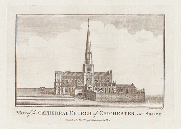 View of the Cathedral Church of Chichester in Sussex 