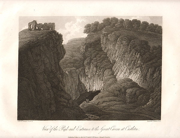 View of the Peak and Entrance to the Great Cavern at Castleton