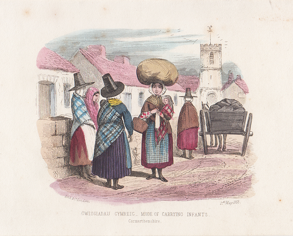 Gwisgiadau Cymreig.  Mode of Carrying Infants. Carmarthenshire.